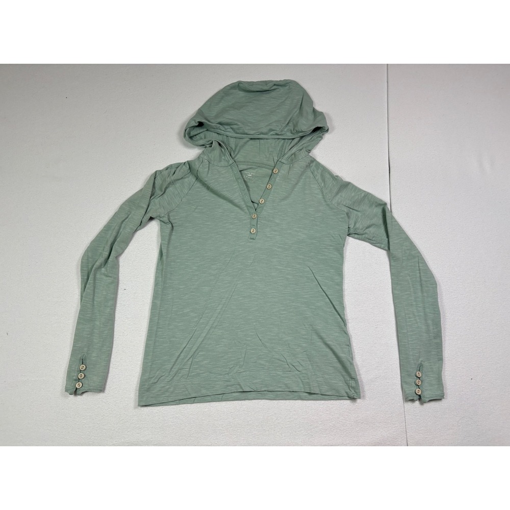 Horny Toad Womens Small Sage Green Tencel Organic Cotton Henley Hoodie Sweater